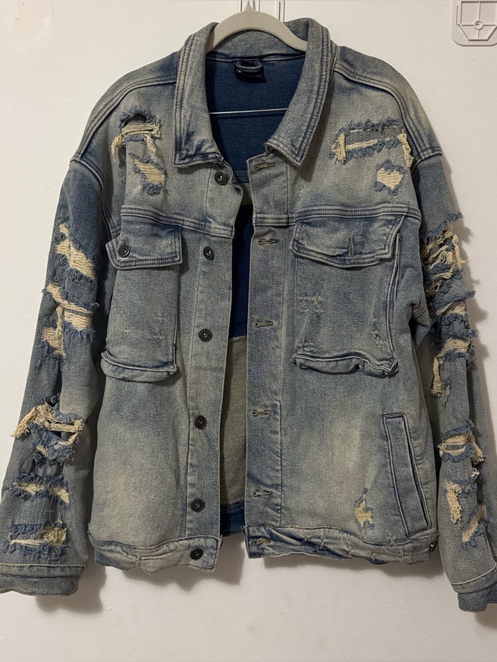 Distressed Blue Denim Jacket - Men